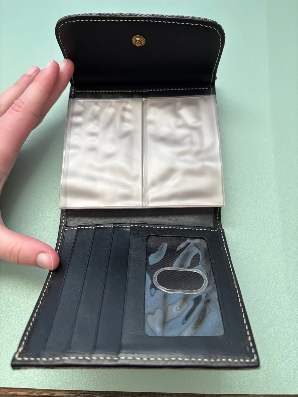 Dooney & Bourke Gray and Black Signature Compact Wallet